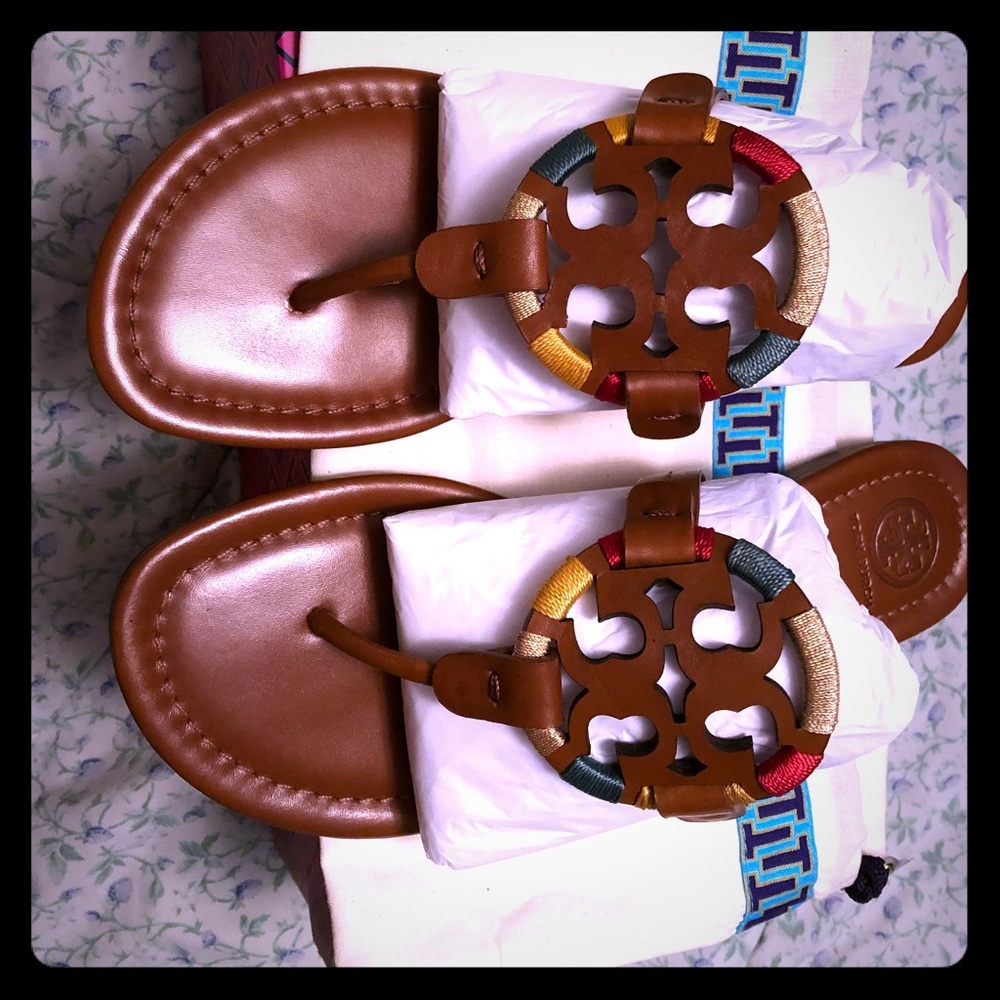 Authentic Tory Burch vintage vachetta/multi 8.5
